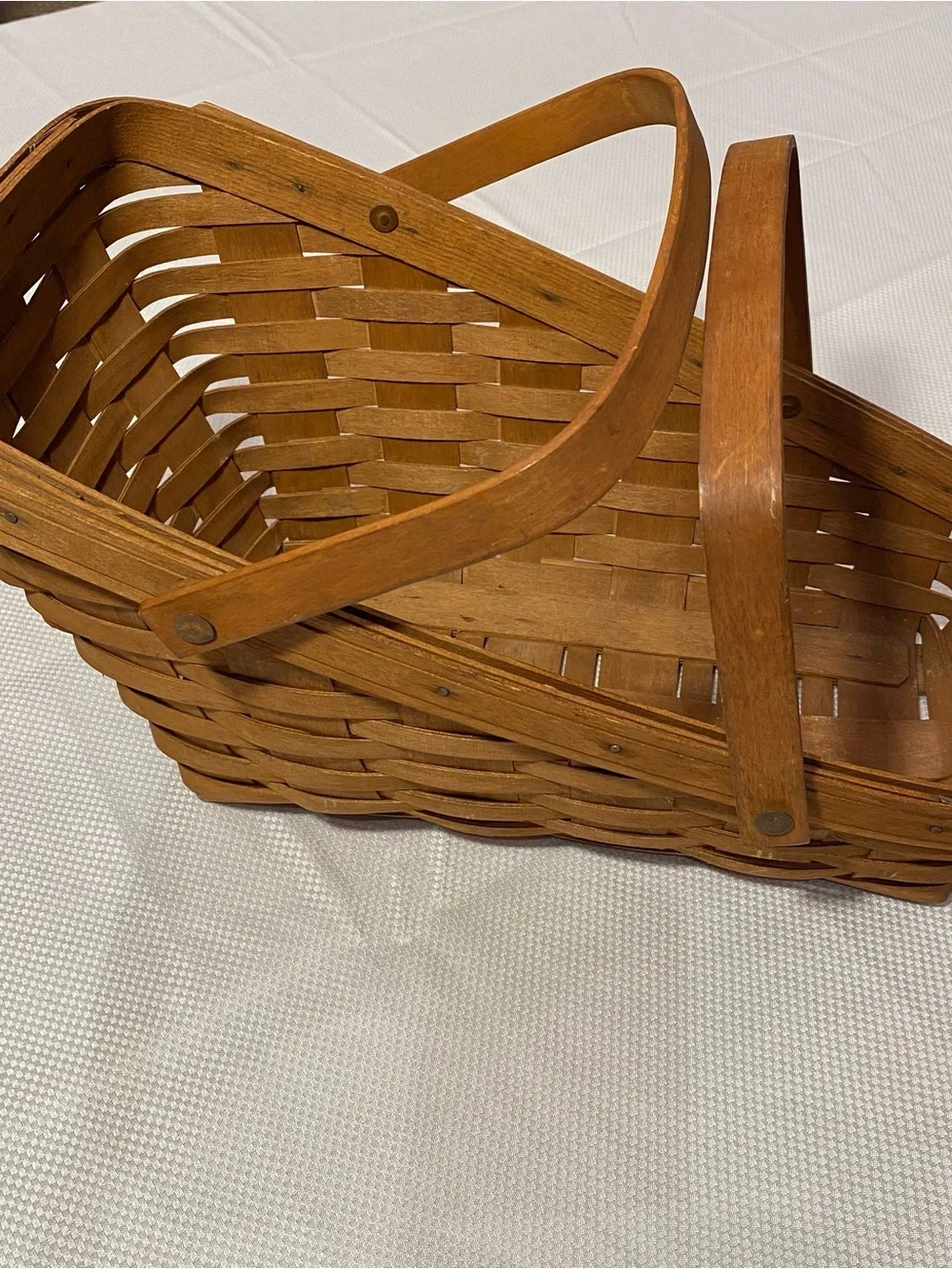 Longaberger Brown Woven Basket Tote with Top Handle